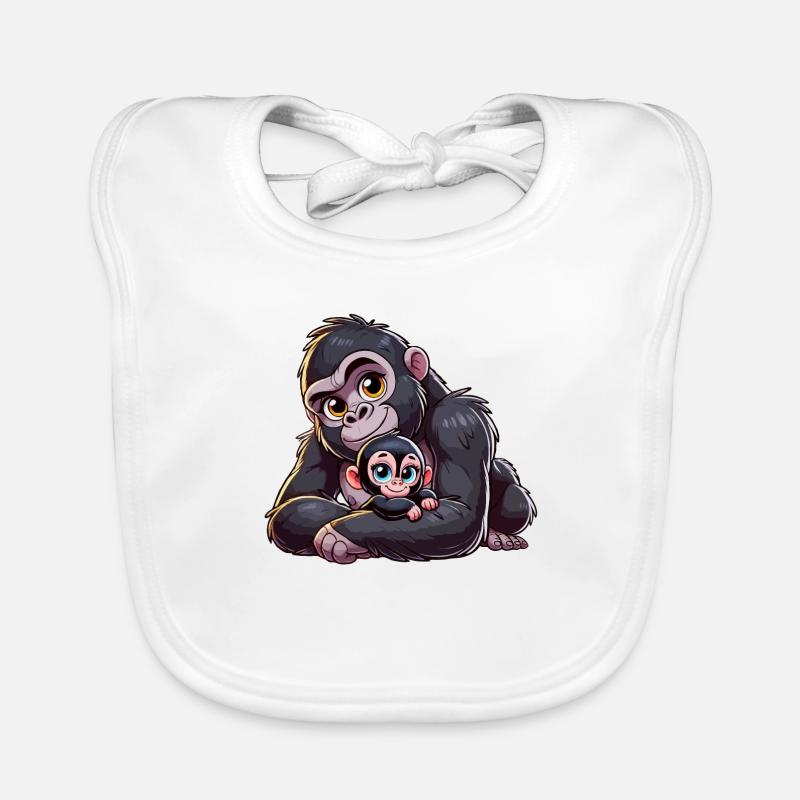 Gorilla-Mutter mit Kind Baby Bio-Lätzchen