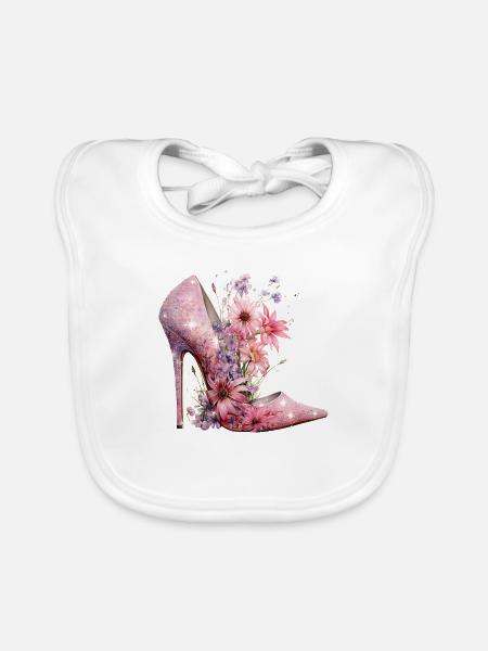 High Heel Lover Glitter Shoes Women's Gift - Organic Baby Bibs - white - Front