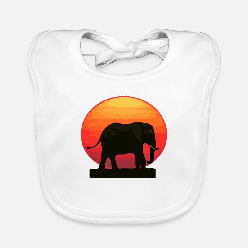 Eléphant au lever du soleil Bavoir bio Bébé