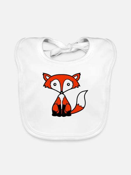 Fox Red Fox Wild Animal Clever Forest Inhabitants - Organic Baby Bibs - white - Front