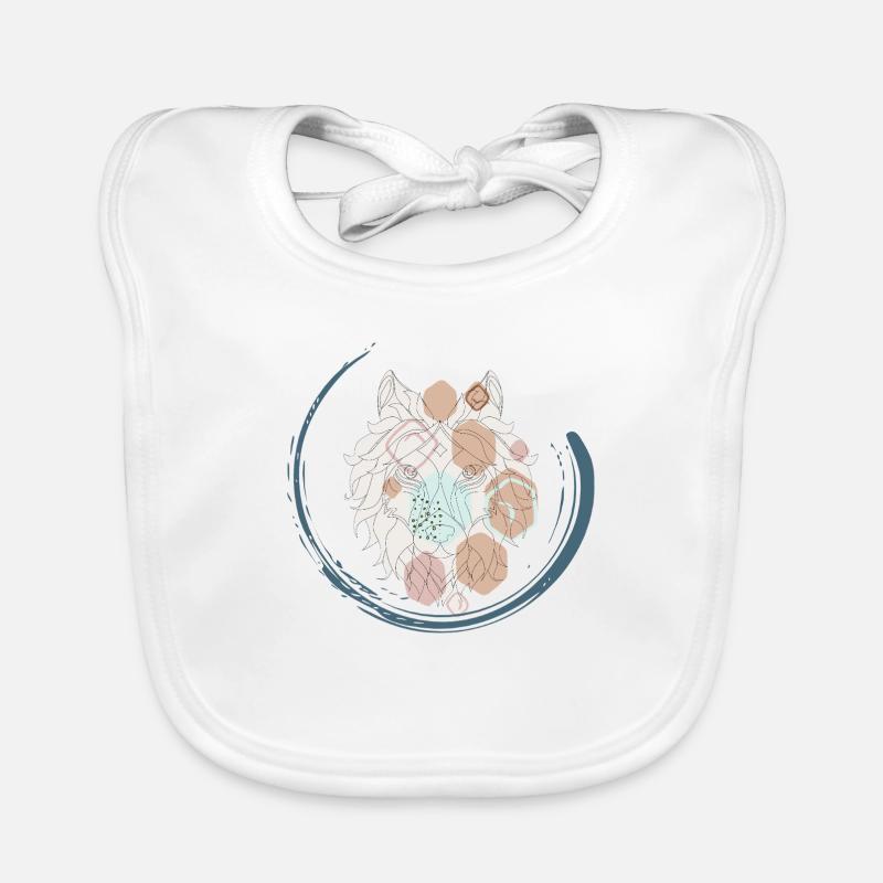 Minimalist Geometric Wolf – Earthy Tones Art Organic Baby Bibs