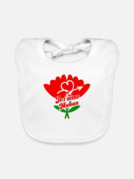I Love You Mom Mother's Day - Organic Baby Bibs - white - Front