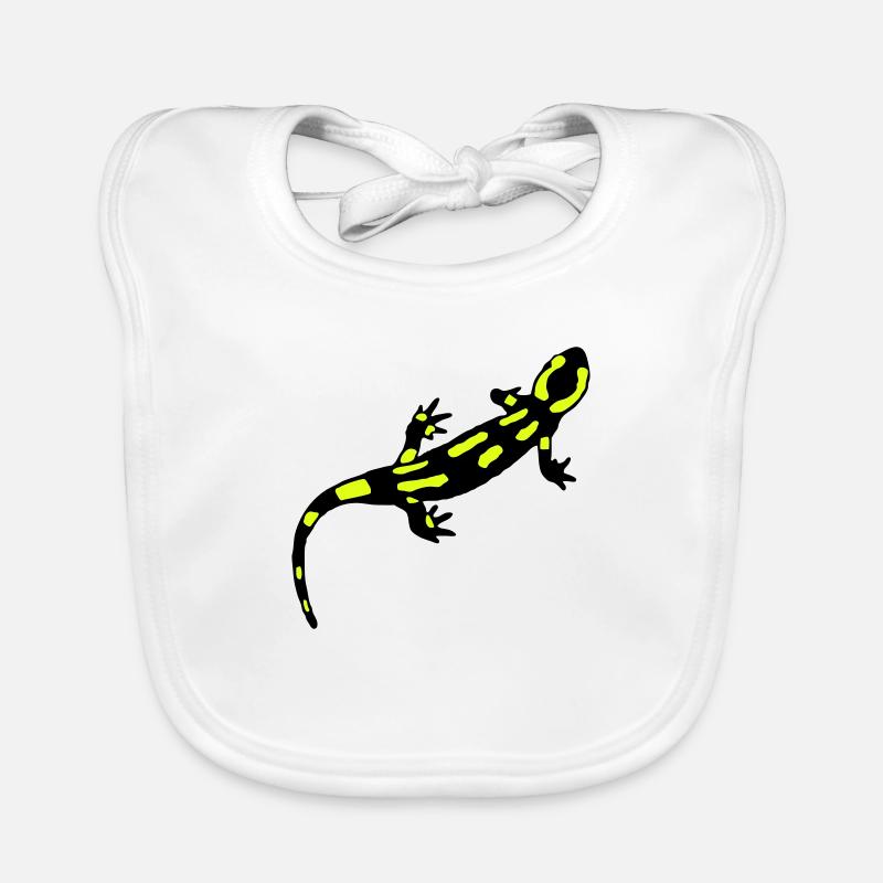 Feuersalamander (gebändert) - Baby Bio-Lätzchen - Weiß