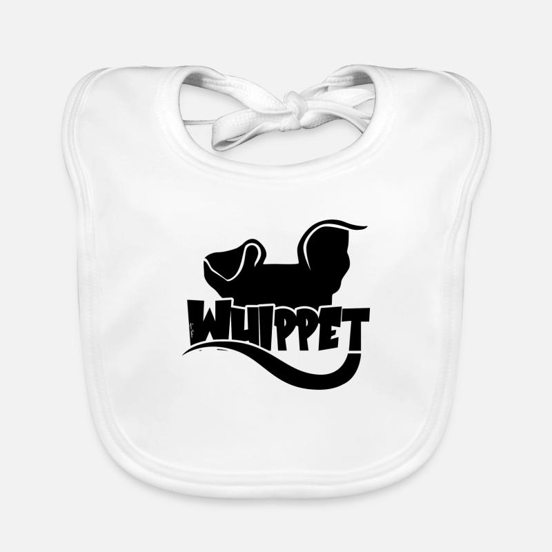 Silhouette Whippet - Schwarz Baby Bio-Lätzchen