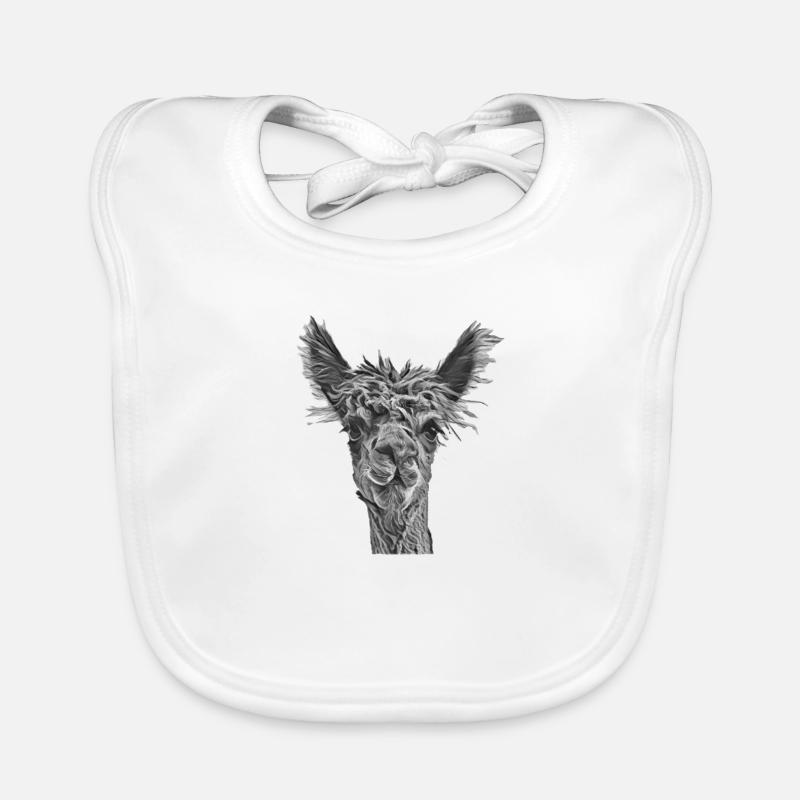 Alpaca Black White Organic Baby Bibs