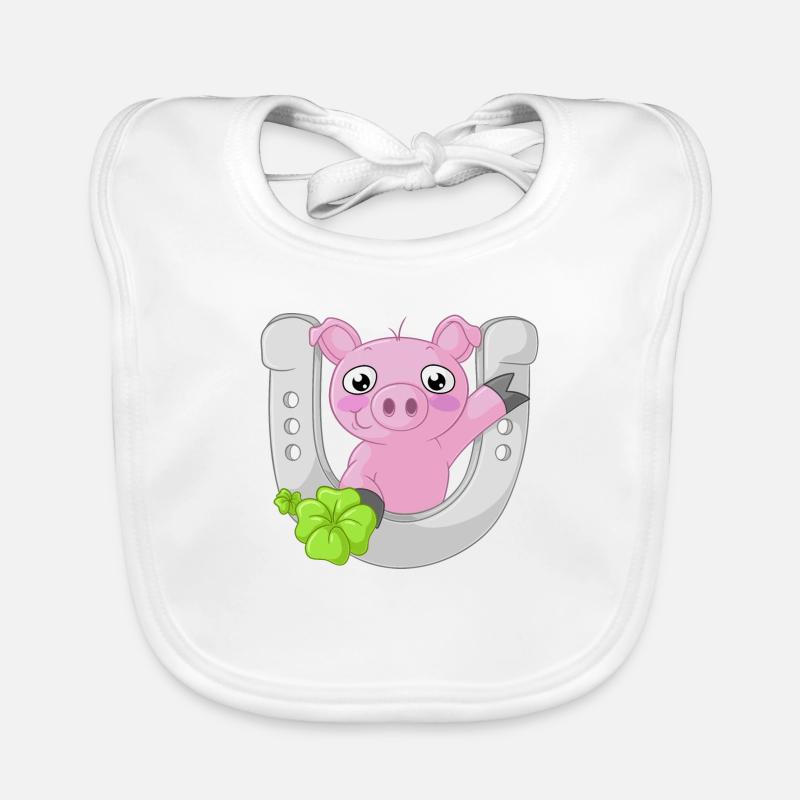 Lucky cartoon piggy Organic Baby Bibs