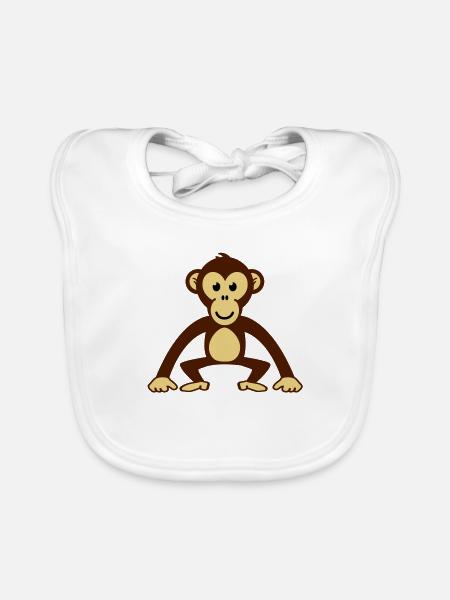 monkey__f3 - Baby Bio-Lätzchen - Weiß - Vorne