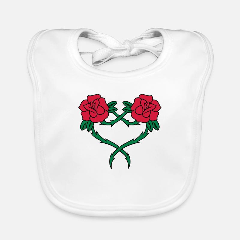 Rose Blumen-Herz-2 3c Baby Bio-Lätzchen