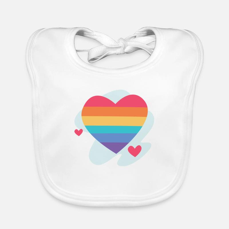 RAINBOW - Organic Baby Bibs - white