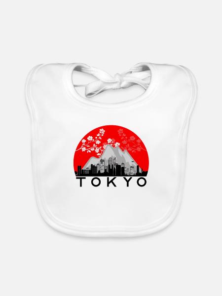 Tokyo - Organic Baby Bibs - white - Front