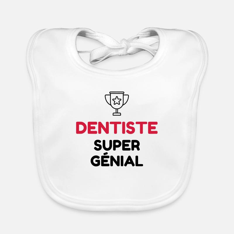 dentiste / dent / médecin / médecine - Bavoir bio Bébé - blanc