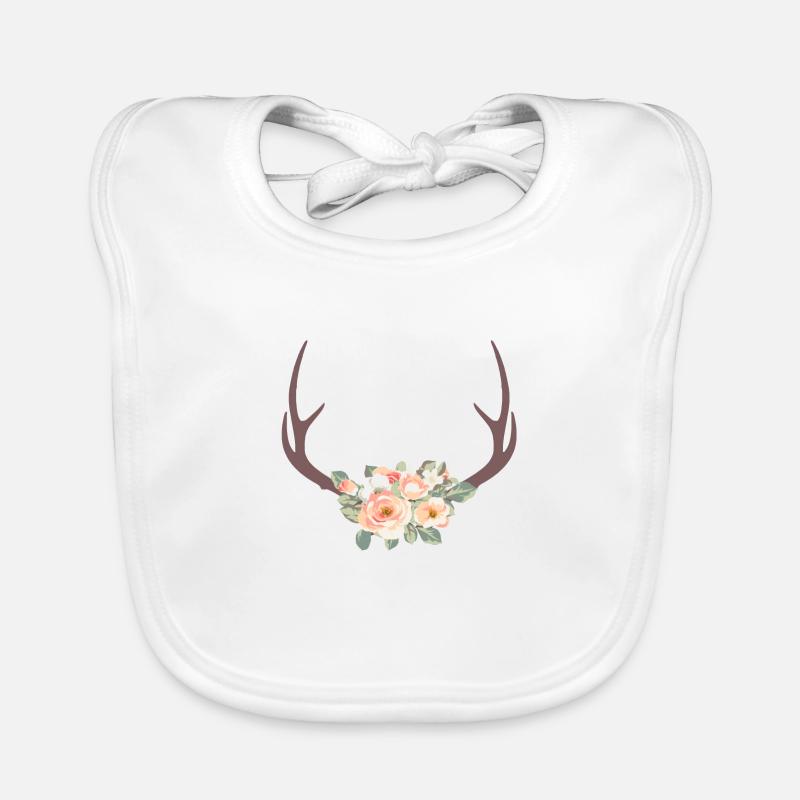 Boho antler flowers 3 Organic Baby Bibs