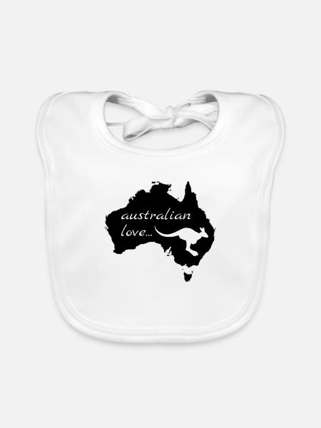 Australian Love Kangaroo - Organic Baby Bibs - white - Front