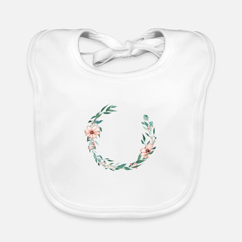 Flowers circle customizable Organic Baby Bibs