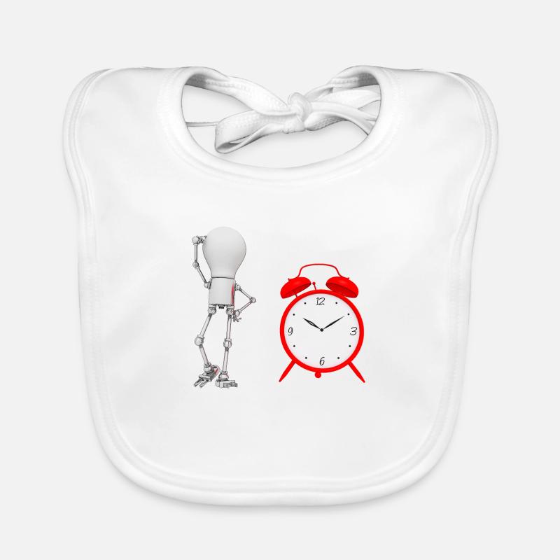 Light bulb figure with alarm clock Organic Baby Bibs