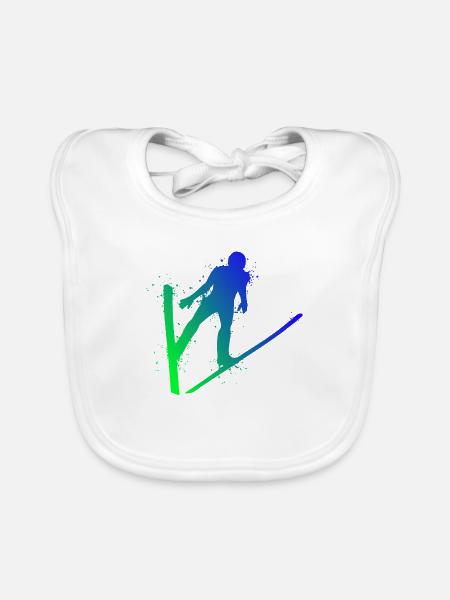 Ski jumping Ski flying Winter sports Ski jumpers - Organic Baby Bibs - white - Front