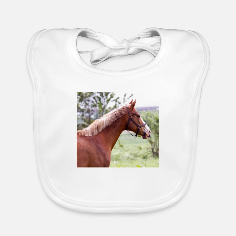 Cheval. Cheval. - Bavoir bio Bébé - blanc