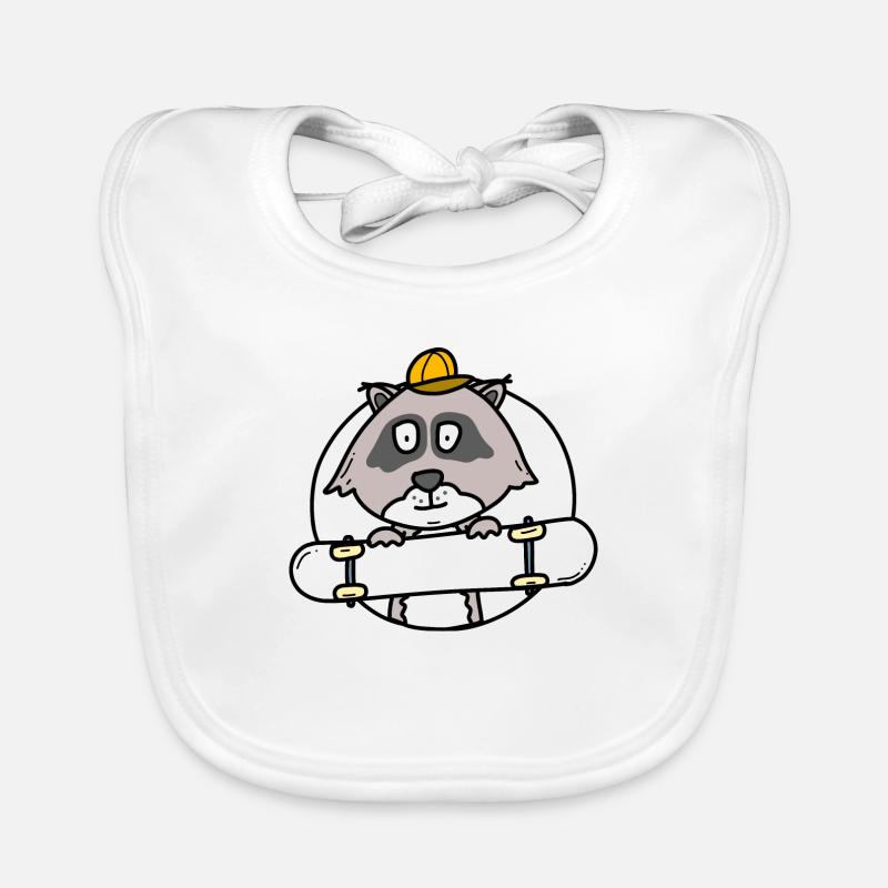 Waschbär mit Skateboard Baby Bio-Lätzchen