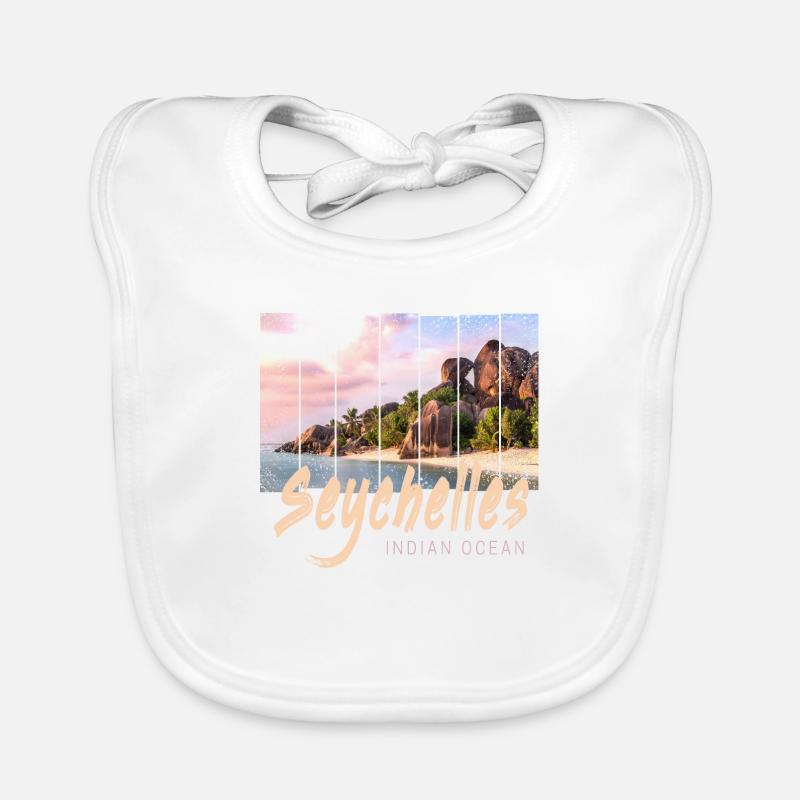 Seychelles Indian Ocean Vintage Sunset Organic Baby Bibs