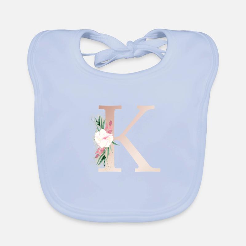 Monogramme K Floral personnalisable Bavoir bio Bébé