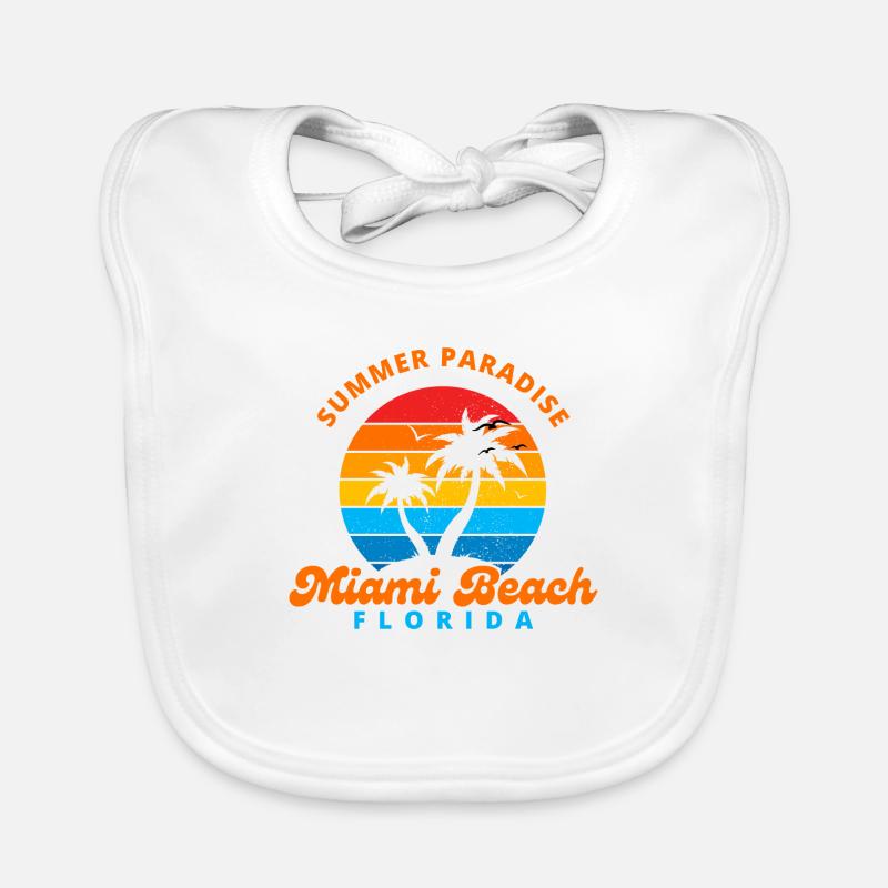 Paradis d’été Miami Beach Floride-Sunset-Palms Bavoir bio Bébé