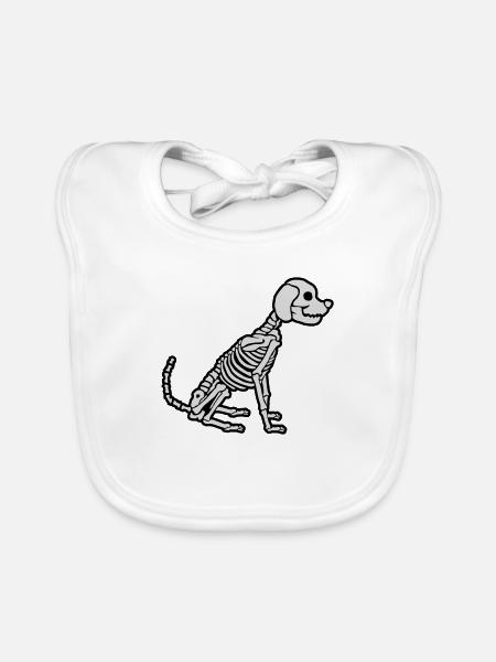 Halloween Skelett Hund Design - Baby Bio-Lätzchen - Weiß - Vorne