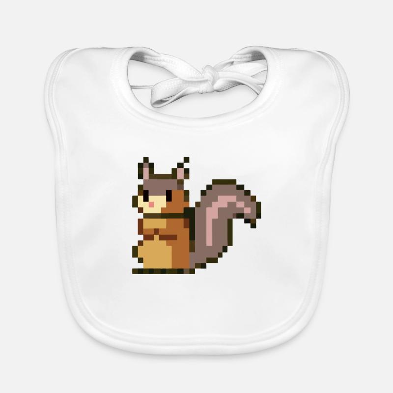 Squirrel Pixel Art Idée cadeau Bavoir bio Bébé