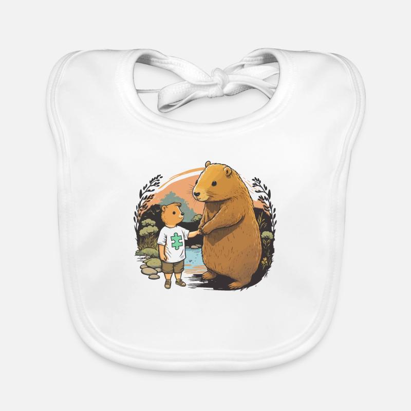 Capybara Elternteil und Austismus Zeichen Baby Bio-Lätzchen