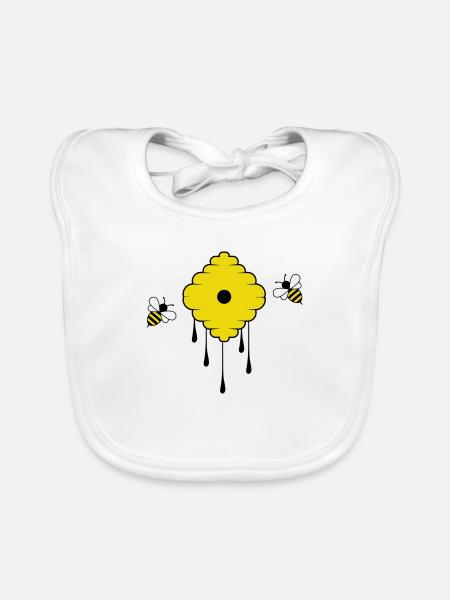 honey bees - Organic Baby Bibs - white - Front
