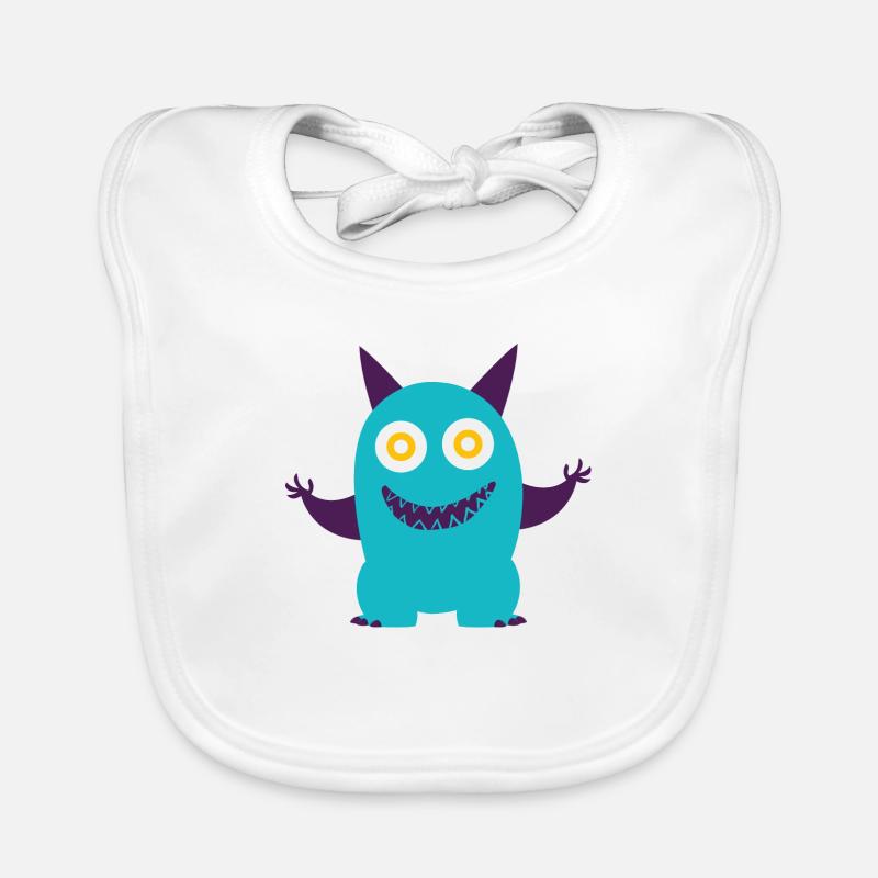 dancing blue monster - Baby Bio-Lätzchen - Weiß