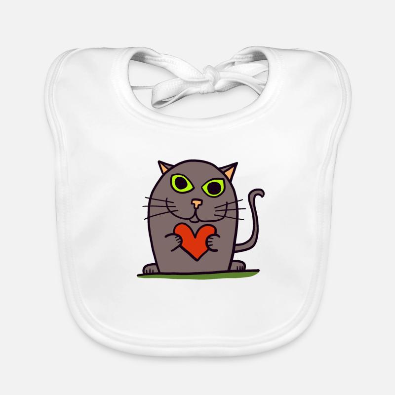 Cat with a heart Organic Baby Bibs