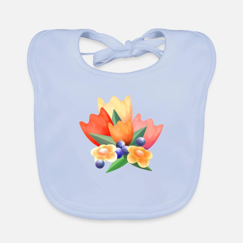Fleurs printanières colorées Bavoir bio Bébé