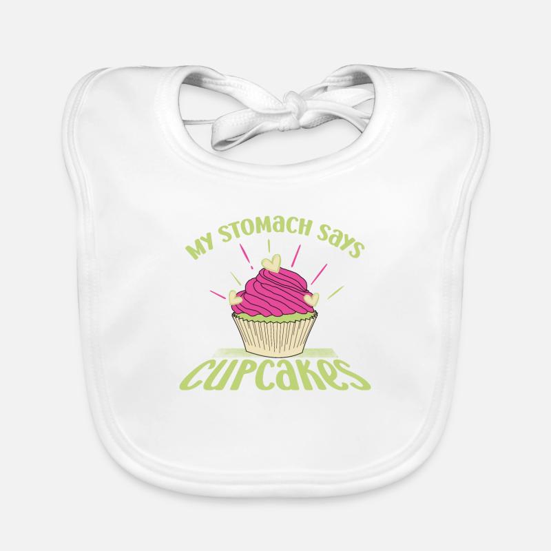 Mon estomac dit Cupcakes - Bavoir bio Bébé - blanc