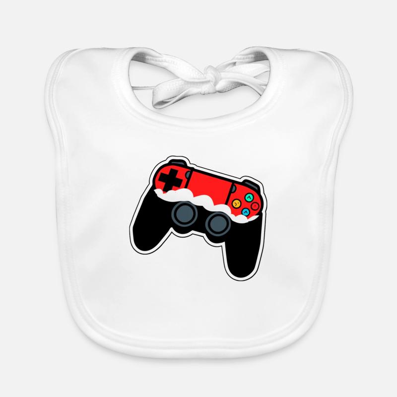 Roter und schwarzer Weihnachts-Gamecontroller Baby Bio-Lätzchen