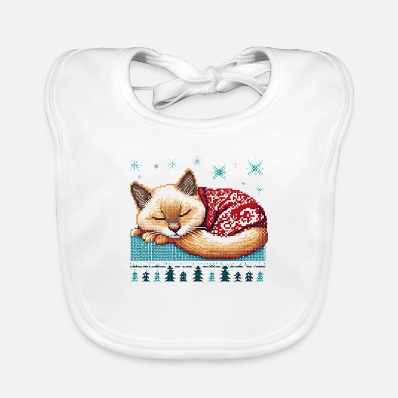 Chat endormi de Noël laid Bavoir bio Bébé