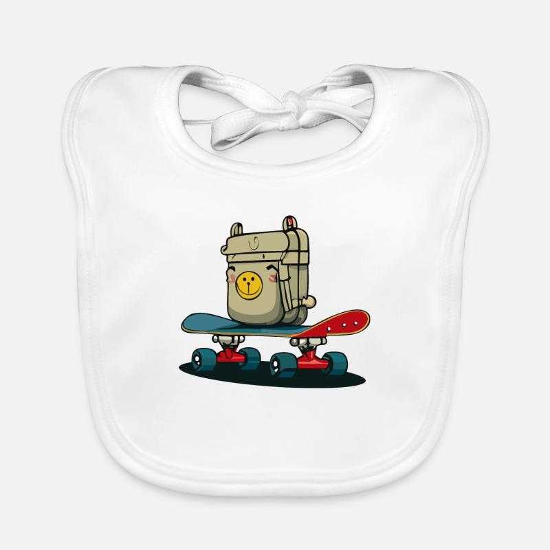 Skateboard und Rucksack Baby Bio-Lätzchen