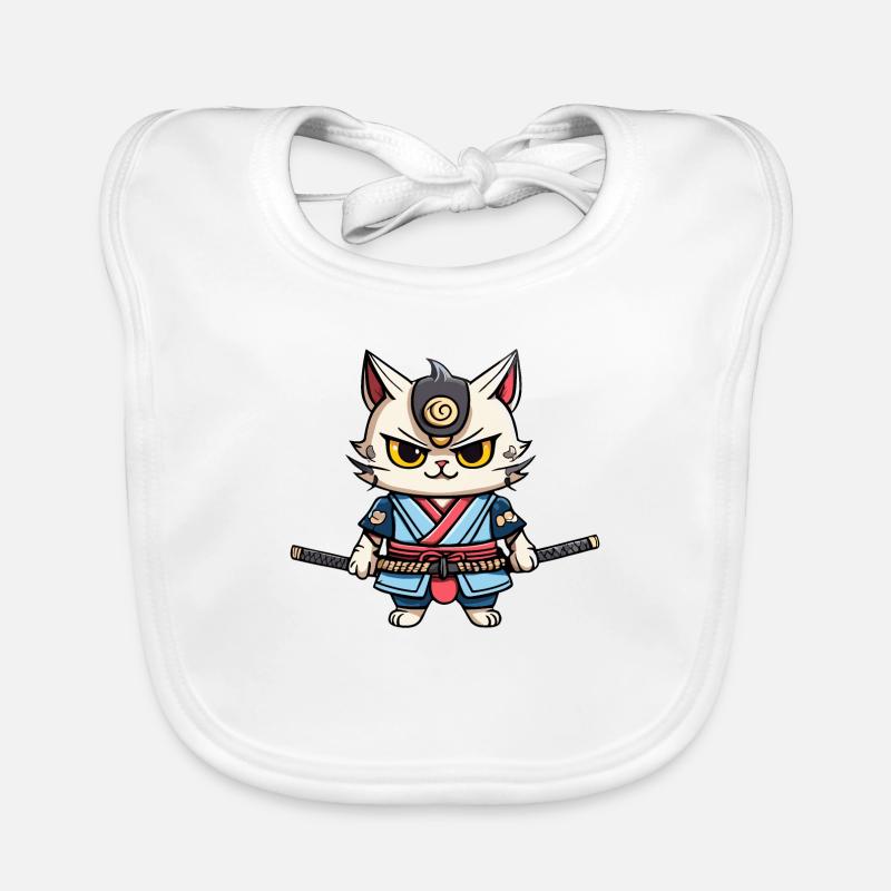 Chat samouraï #38 Bavoir bio Bébé