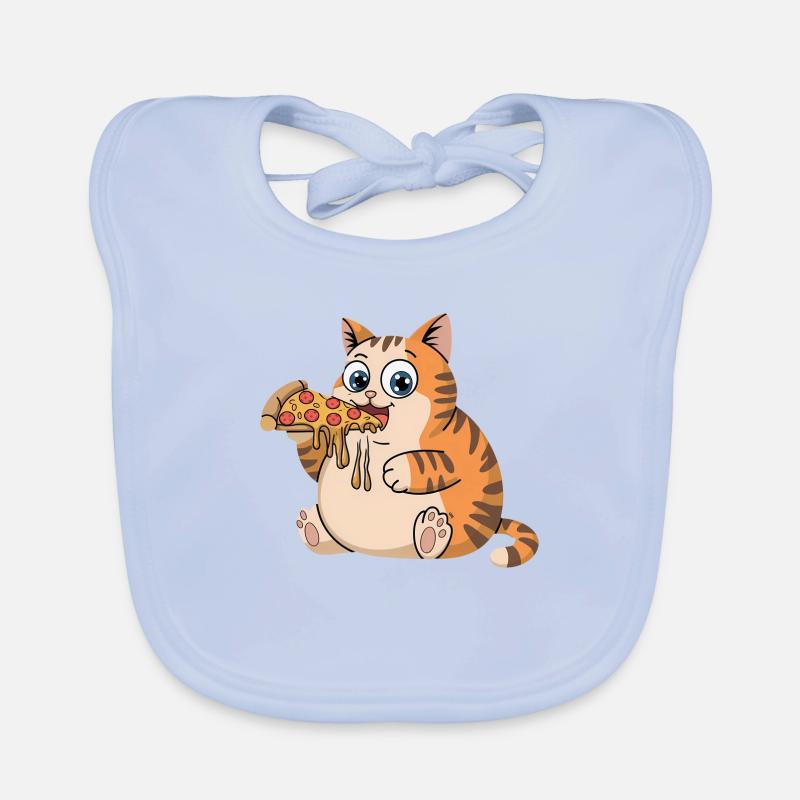 Drôle de chat potelé mangeant de la pizza restauration rapide Bavoir bio Bébé