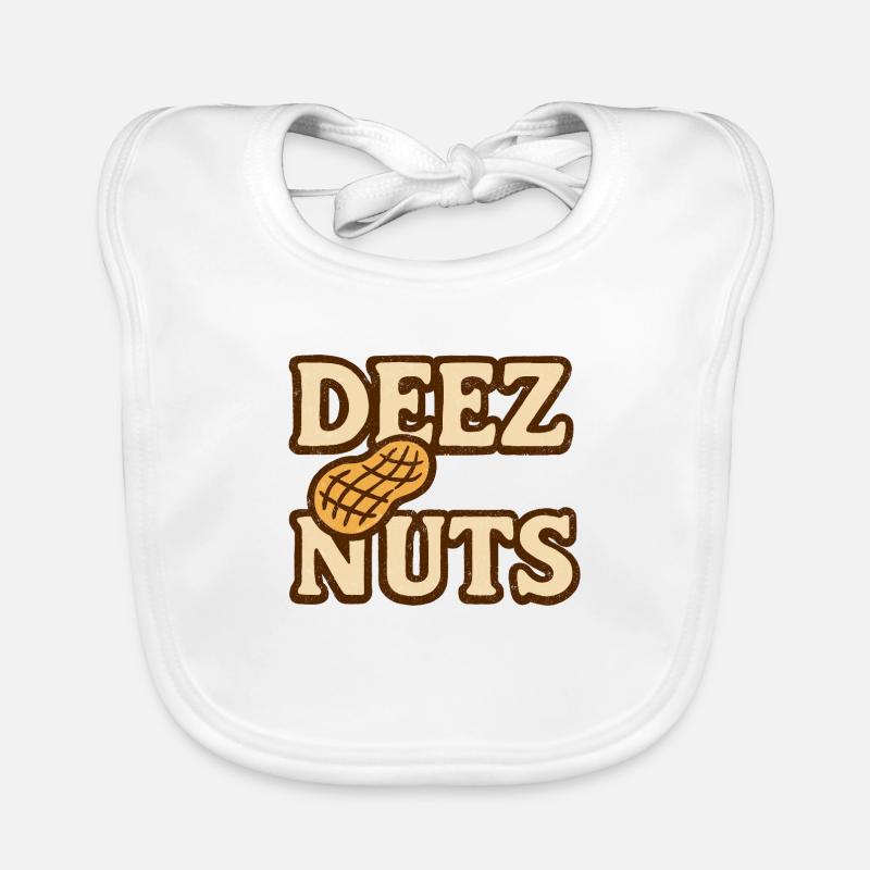 Deez Nuts - Weathered look - Organic Baby Bibs - white
