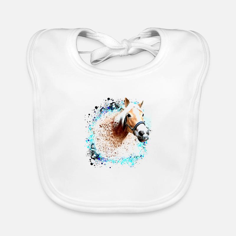 cheval,haflinger, graffitis, peinture, bleu, chevaux, Bavoir bio Bébé