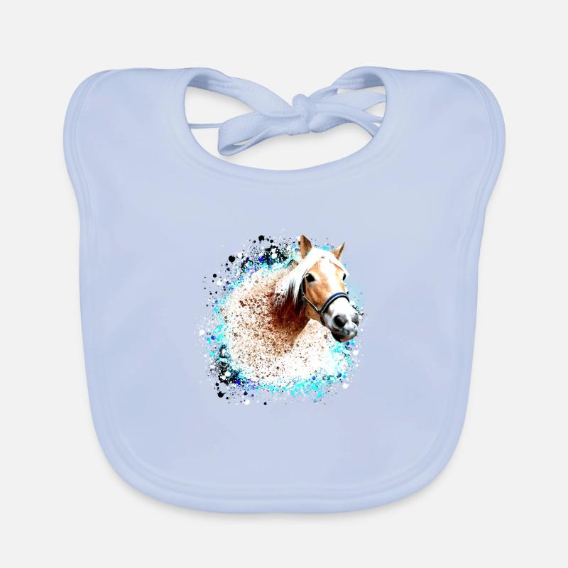 cheval,haflinger, graffitis, peinture, bleu, chevaux, Bavoir bio Bébé