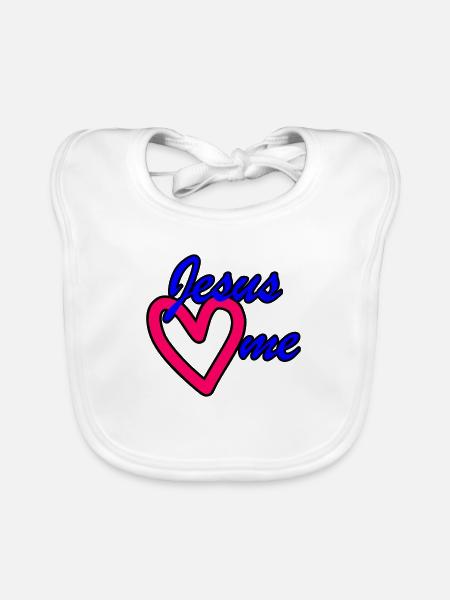 Jesus liebt mich Jesus loves me - Baby Bio-Lätzchen - Weiß - Vorne