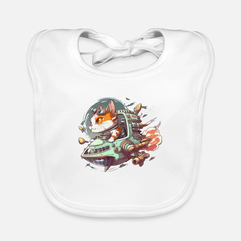 Cosmic Cat Commander Organic Baby Bibs