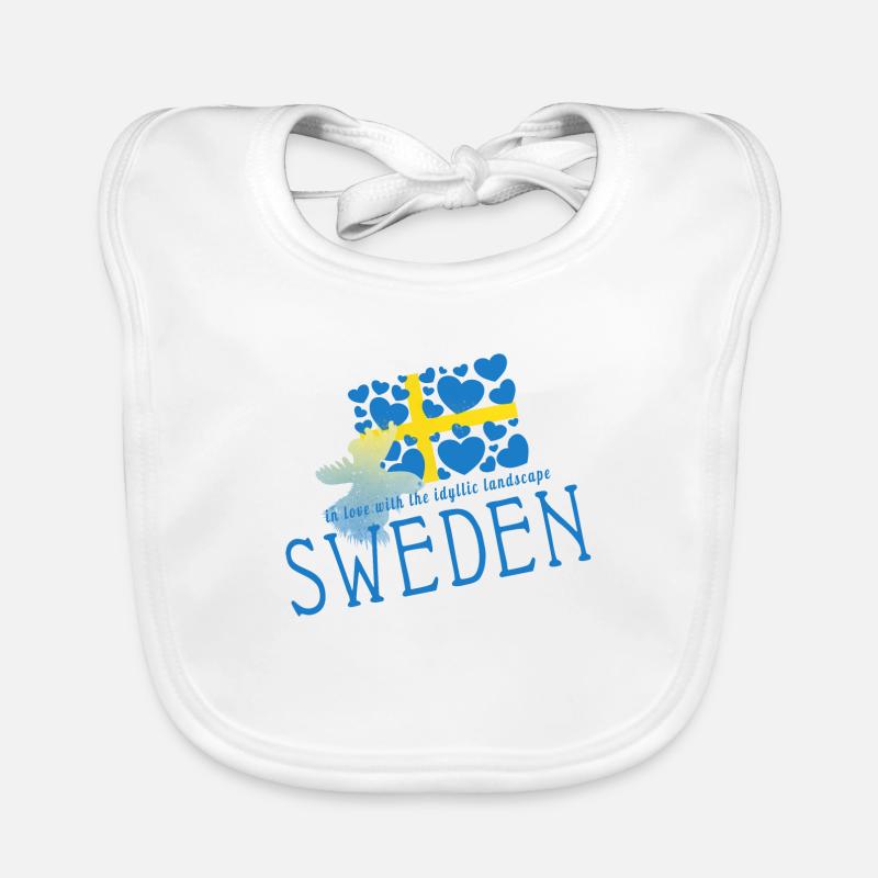 Schweden Sverige Suède - Bavoir bio Bébé - blanc