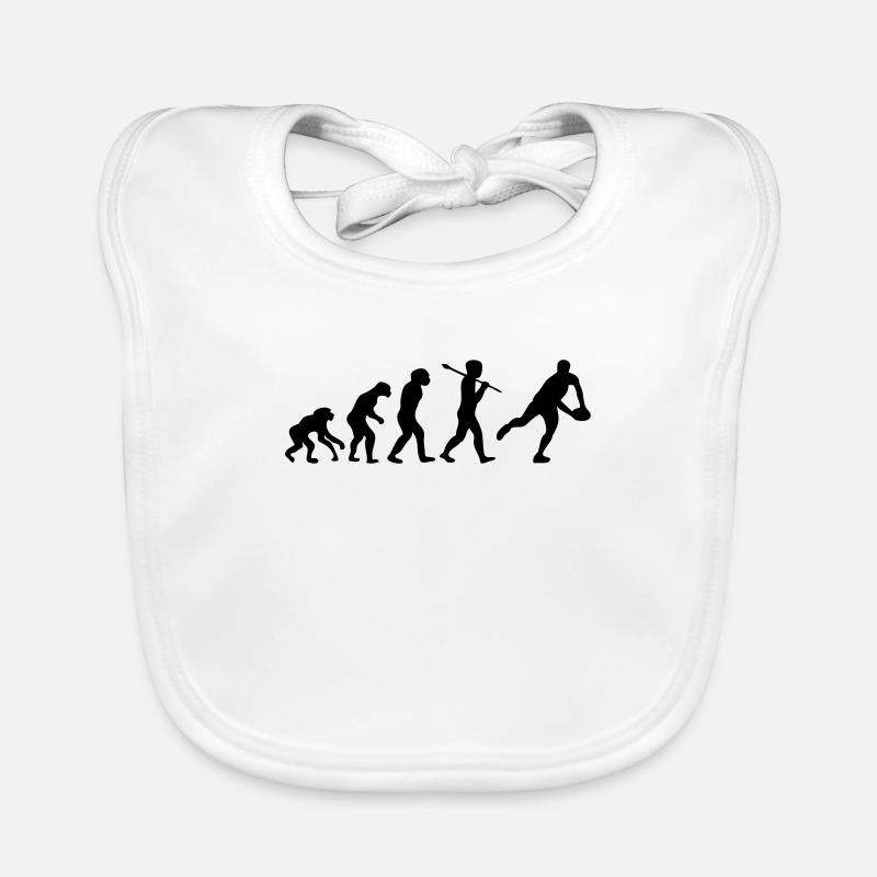Evolution de l'homme rugbyman. - Bavoir bio Bébé - blanc
