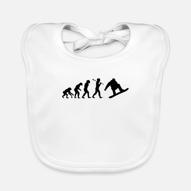 Evolution de l'homme en snowboard. Bavoir bio Bébé
