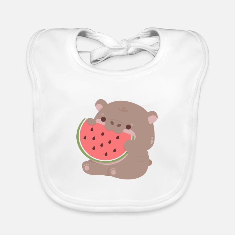Moo Deng Hippo Watermelon Organic Baby Bibs
