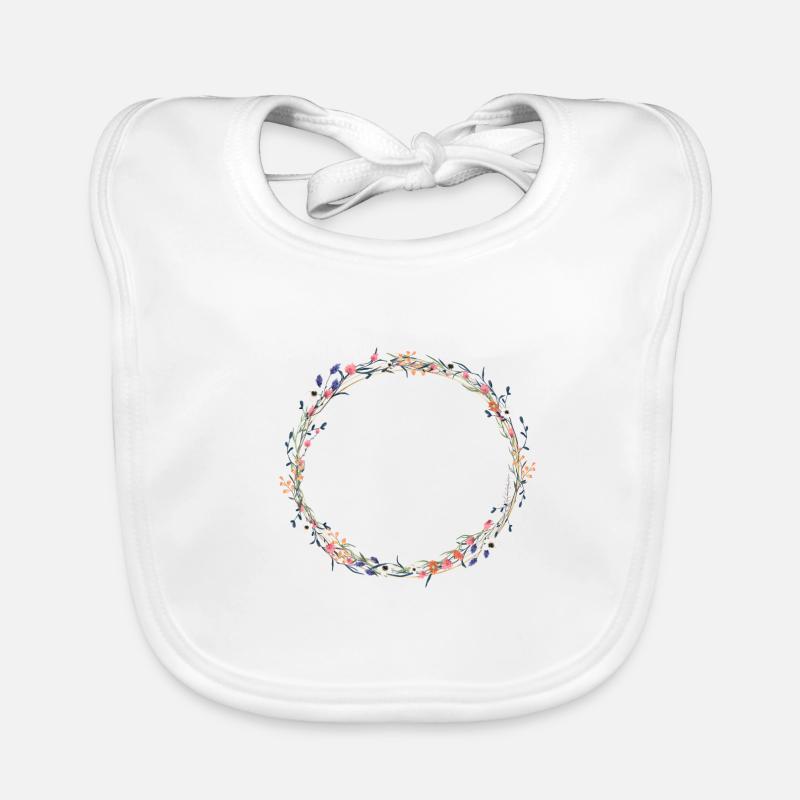 Field flowers wreath boho customizable Organic Baby Bibs