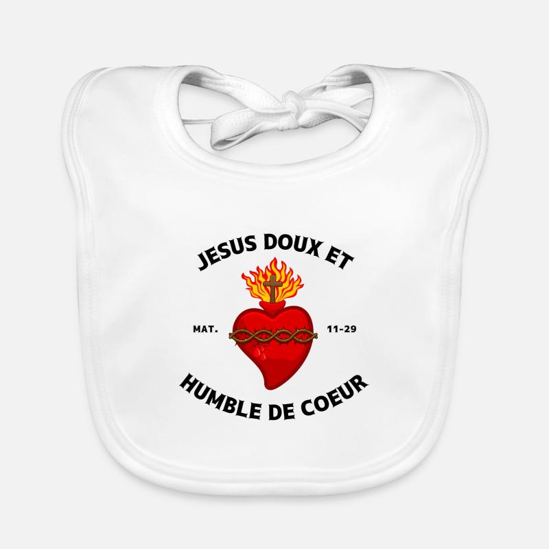 Sacré-Coeur de Jésus - Bavoir bio Bébé - blanc