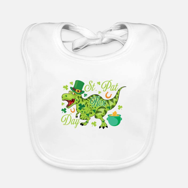 St. Patrick's Day T-Rex Organic Baby Bibs